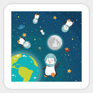 Penguin in space Sticker